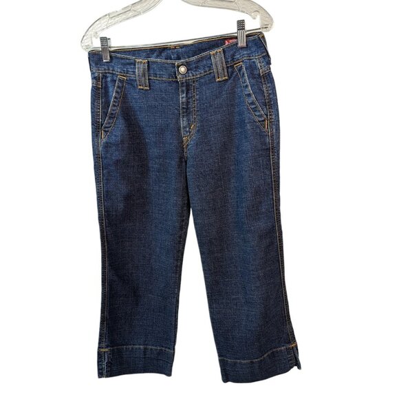 LEVIS OUTBACK Cotton Stretch Flat Front Denim Capris Medium Blue Wash Size 8 Mis - Picture 14 of 14